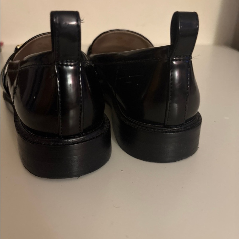 Sam Edelman Black Patent Loafers with Gold Chain Accent - Picture 3 of 5